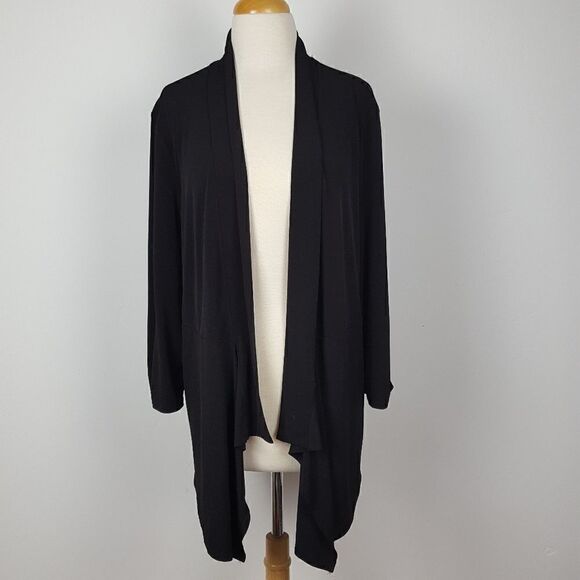 Chicos Womens Black Cardigan Waterfall Size 3 - Picture 2 of 5